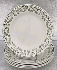 5 PETITES ASSIETTES ANCIENNES EN FAIENCE DE ST AMAND ART DECO ROSES VERTES D20cm