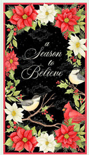 Christmas Fabric Cardinal Medley In Red Believe Cotton Wilmington 24" Panel