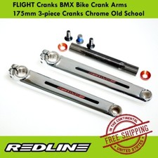 REDLINE FLIGHT Cranks BMX Bike Crank Arms 175mm 3-piece Cranks Chrome Old School