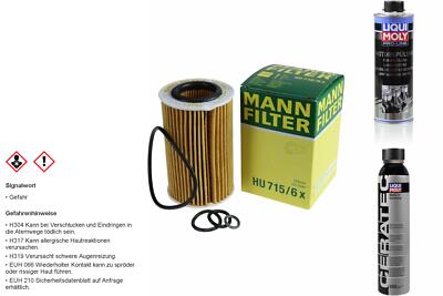 MANN-FILTER ÖLFILTER HU 715/6 x + LIQUI MOLY Cera Tec 3721 + Motorspülung 2427