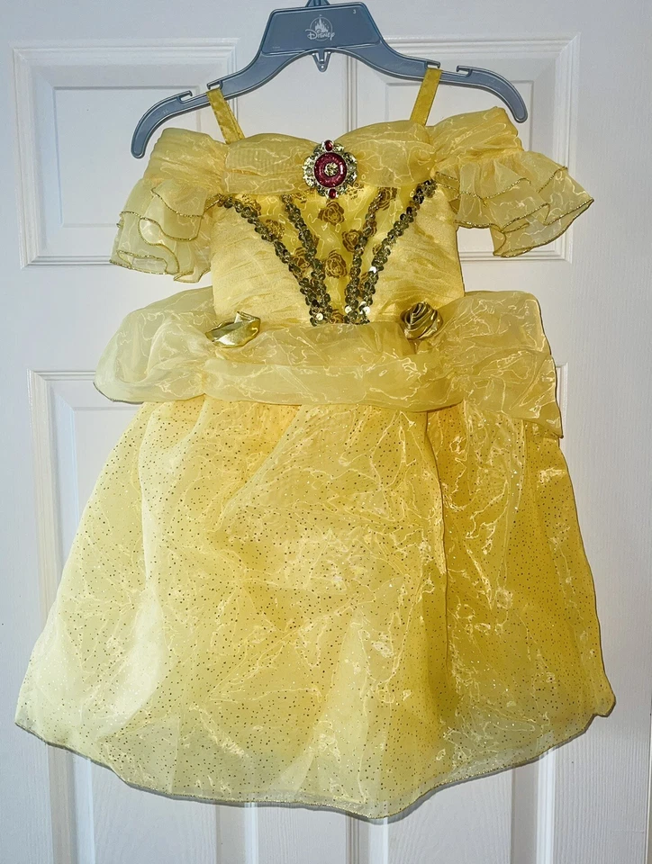 DISNEY STORE Toddler BEAST PRINCESS BELLE FANCY Gold DRESS COSTUME Gown NEW sz 3 - Image 2 of 3