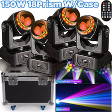 4X 150W LED Beam Moving Head 18 Prism Gobo Stage Light DMX dj Spot Light w/ Case