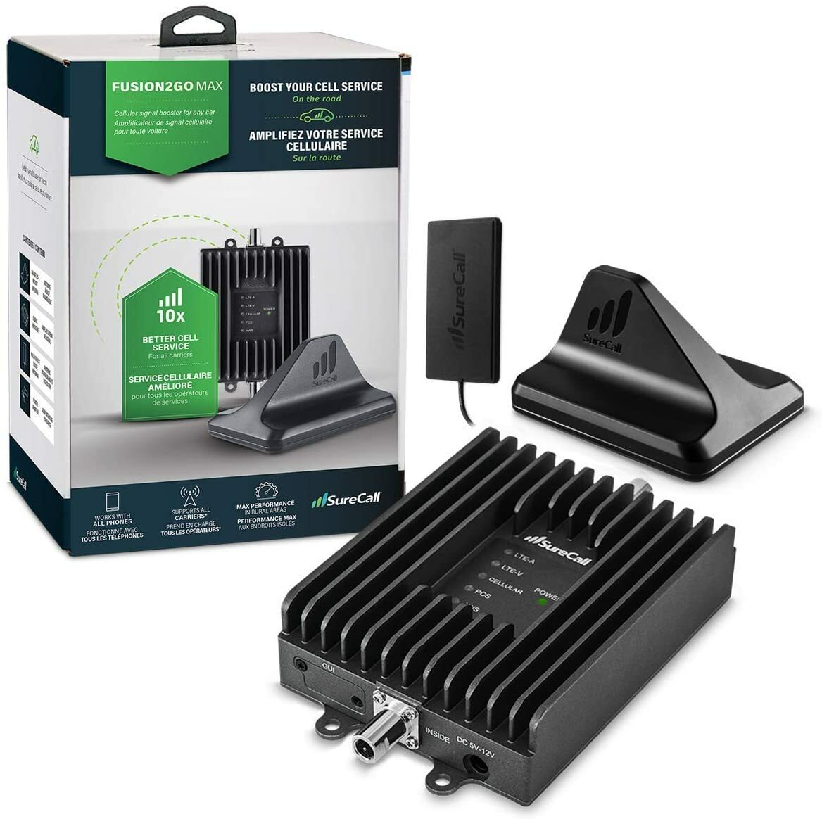 SureCall FUSION2GO MAX 4G LTE Cell Phone Signal Booster for Vehicle and SUV