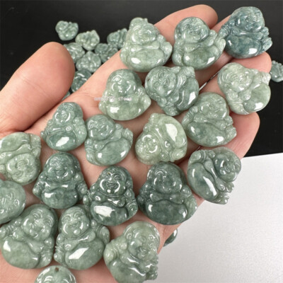 10pcs Natural Grade A Jade Jadeite Jade Bean Green Oil Green Kwan-yin Buddha