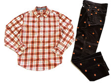Gymboree Happy Harvest Pumpkin Pant 12 Portland Plaid Button Up 10-12, EUC