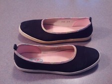 U.S.Sports Black Canvas Slip On Shoes VTG Size 8M Made in USA