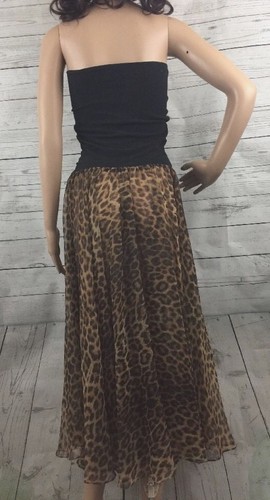 Andrea Behar Strapless Dress Size 2 Sheer Leopard Jaguar Maxi Skirt Sexy Style - Picture 9 of 12