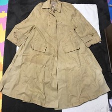 Rare Authentic vintage HERM S rubber coated cotton long coat 32 khaki