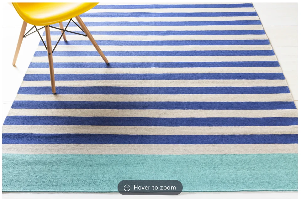 Alfombra Surya - NUEVA EN PLÁSTICO - OXF-3001 8'x11' alfombra de tejido plano de algodón a rayas Foto 2 de 2