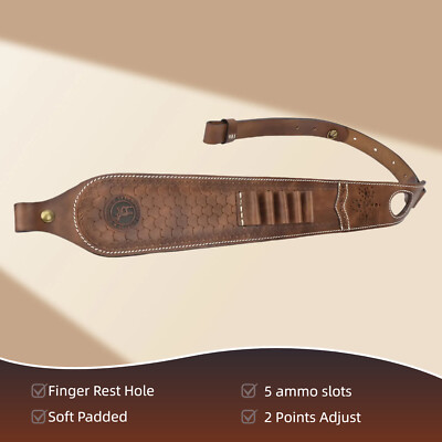 TOURBON Leder Gewehrriemen Rifle Munitionshalter Fingerauflage Gurt Gun Sling