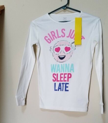 Gap Body Graphic Scoopneck Long-sleeve Light Soft Sleep wear Cream Top Blouse - Picture 8 of 9