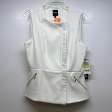 Xoxo Women's Size M White Solid Zip Up Vest