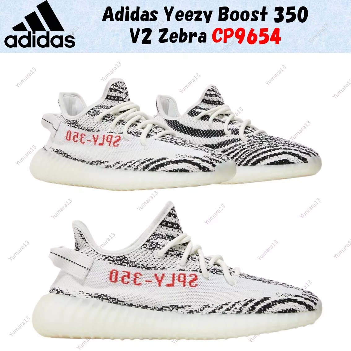 Adidas Yeezy Boost 350 V2 Zebra Black White CP9654 US 4-14 Brand New