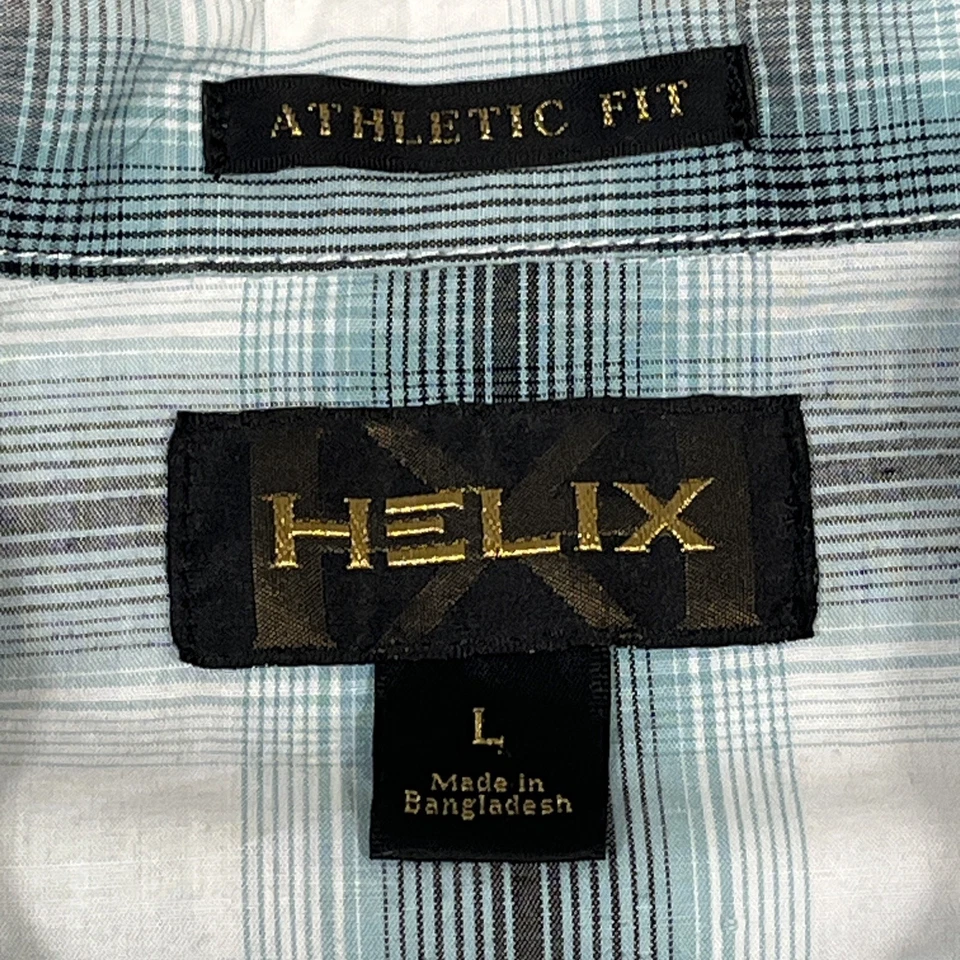 Camisa occidental Helix azul a cuadros para hombre - Grande calce atlético Rockabilly vaquero Foto 4 de 4