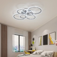 Chrome LED Flush Ceiling Light for Living Room Lamp Bedroom Dimmable Chandelier