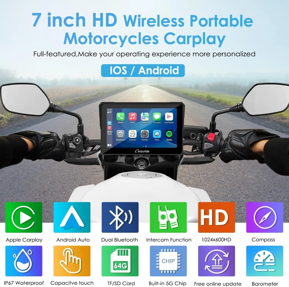 Carpuride W702 Pro Wireless CarPlay Android Auto Dual Bluetooth Wasserdicht - Bild 2 von 4