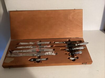 Starrett 824 Inside Micrometers 10 Pieces In A Wooden Case, 2-12 ,bought In 1988