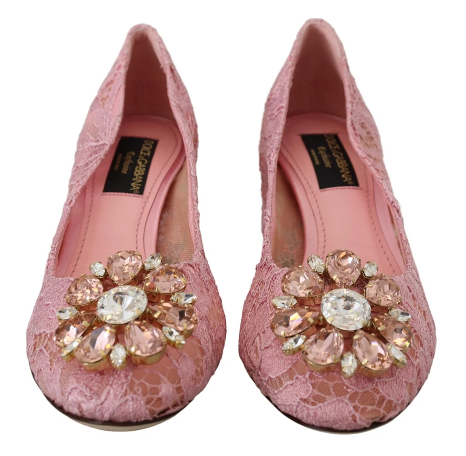 Zapatos de salón Dolce & Gabbana rosa pastel Taormina encaje cristal EU35.5 / US5 $1100 Foto 3 de 4