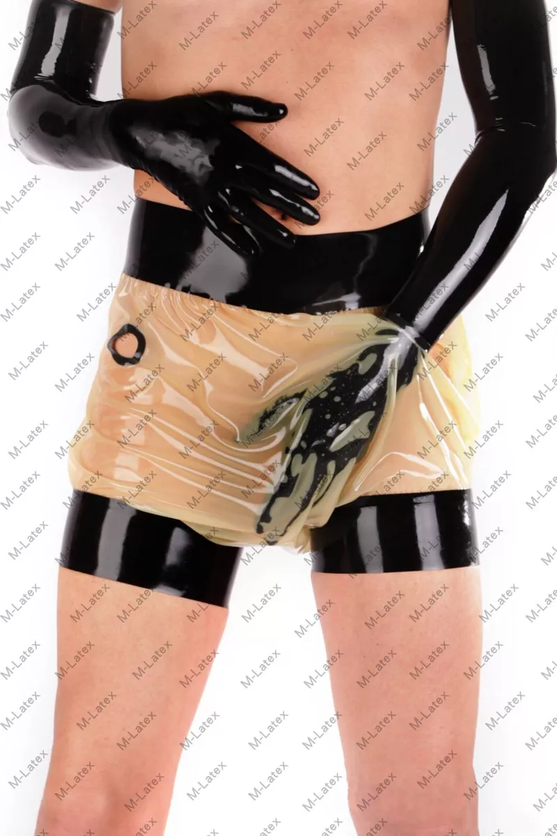 977-7 Latex Rubber Gummi loose Hole Shorts Panties underwear customized  0.7mm