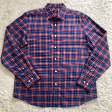 UNTUCKit Shirt Mens Large Red Blue Plaid Amaldo WF Wrinkle Free Button Up