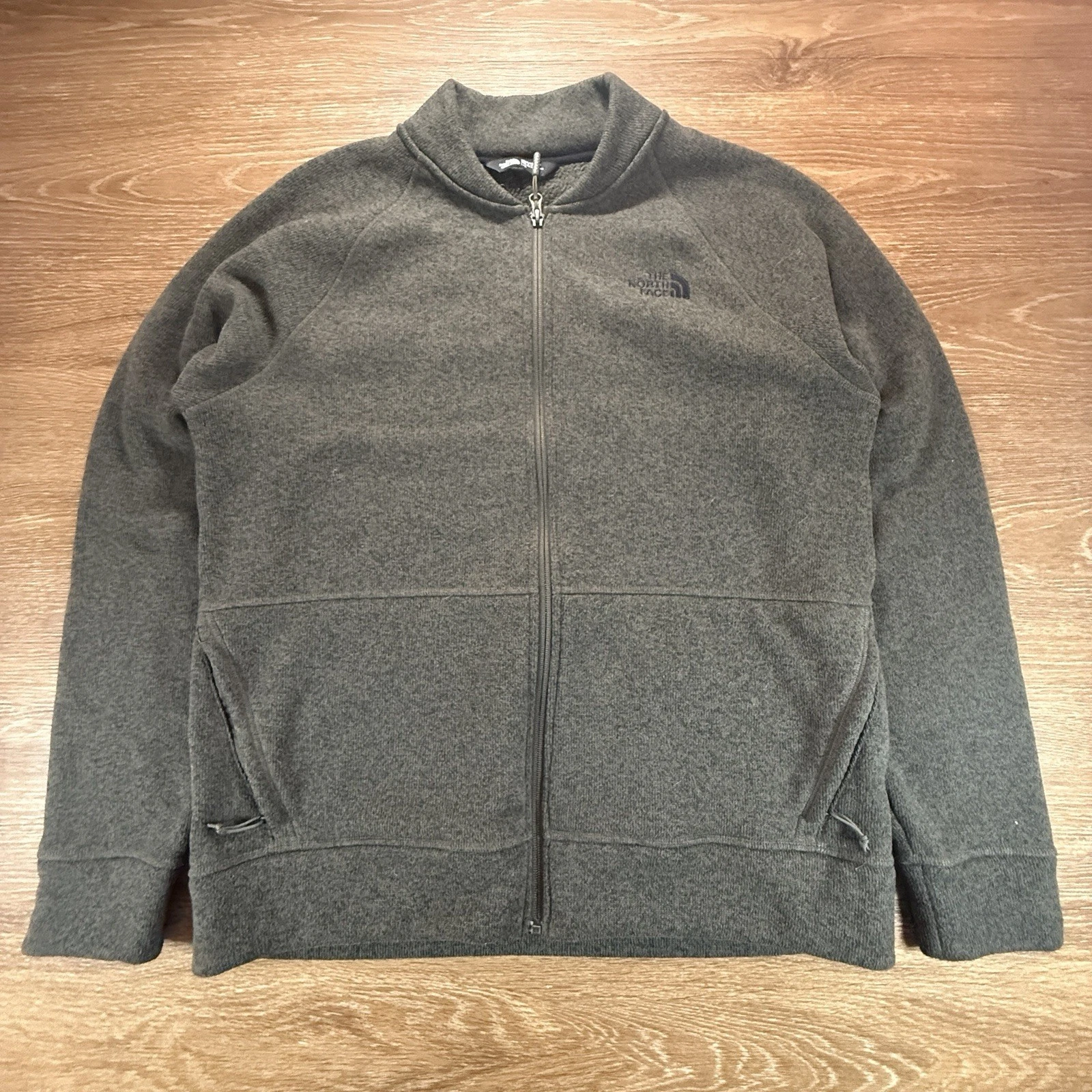 The North Face Jacket Men’s L Green Full Zip Fleece Sweater Knit Coat Outdoor