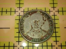 1981 Dominican Republic 25 Centavos Gregorio Luperón Coin Rare Date Low Mintage