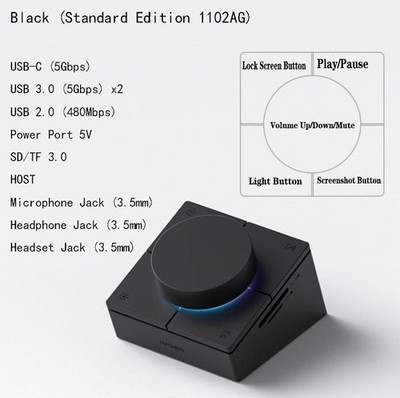 Hagibis Multi Function Remote USB-C Hub Knob Controller Docking Station RGB