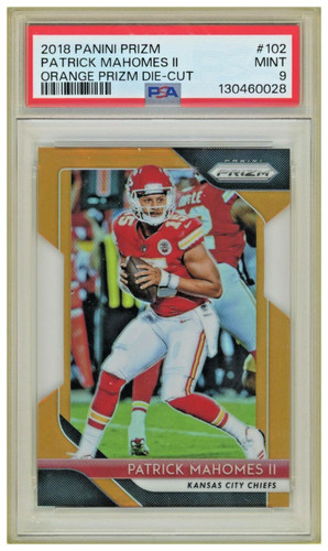 2018 Panini Prizm Patrick Mahomes II Orange Prizm Die-Cut #102 PSA 9 /249