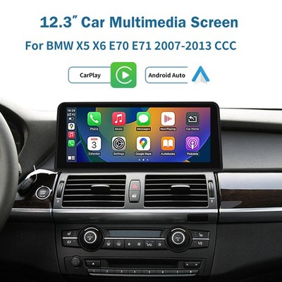 12.3'' Android Auto CarPlay Car TouchScreen For BMW X5 E70 X6 E71 CCC 2007-2010