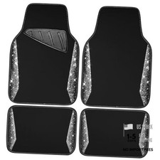 Bling Diamond Car Floor Mat Shining Rhinestones Carpet, Sparkly Silver Diamond