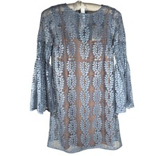 Cotton Blend Floral Lace Bell-Sleeve Dress MICHAEL KORS Size XS