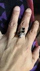 Vintage Navajo Sterling Silver Black Onyx Leaf Ring Native American