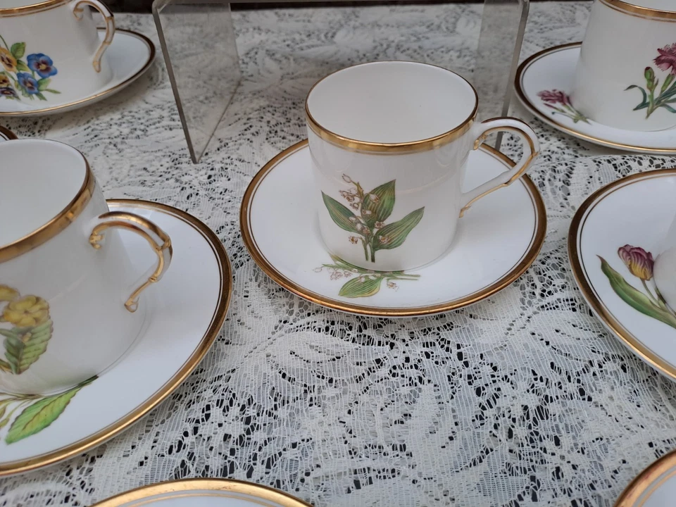 Royal Worcester Hand painted flowers Demitasse cups and saucers - image 3 of 4