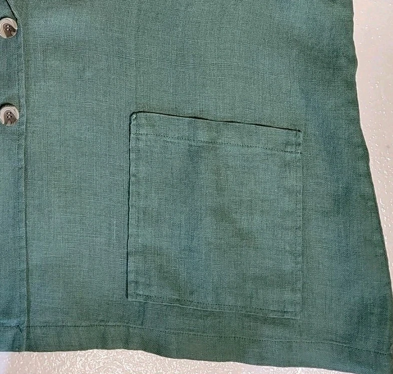 Chaqueta Blazer De Colección Y2K Coldwater Creek Lino Novio 3X Verde Bolsillos de 2 Botones Foto 4 de 4