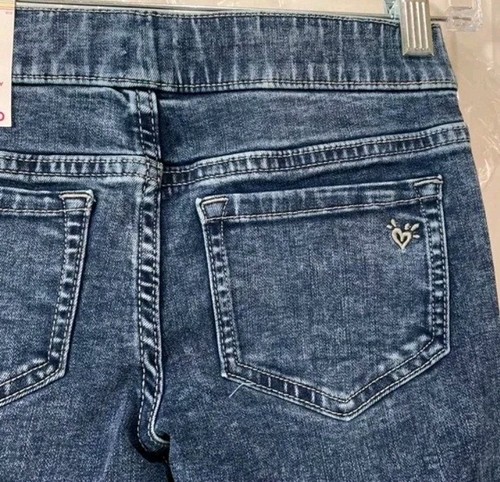 Justice Pull-On Destroyed Stretch Jeggings in Medium Dark Wash 10 Slim New - Picture 5 of 6
