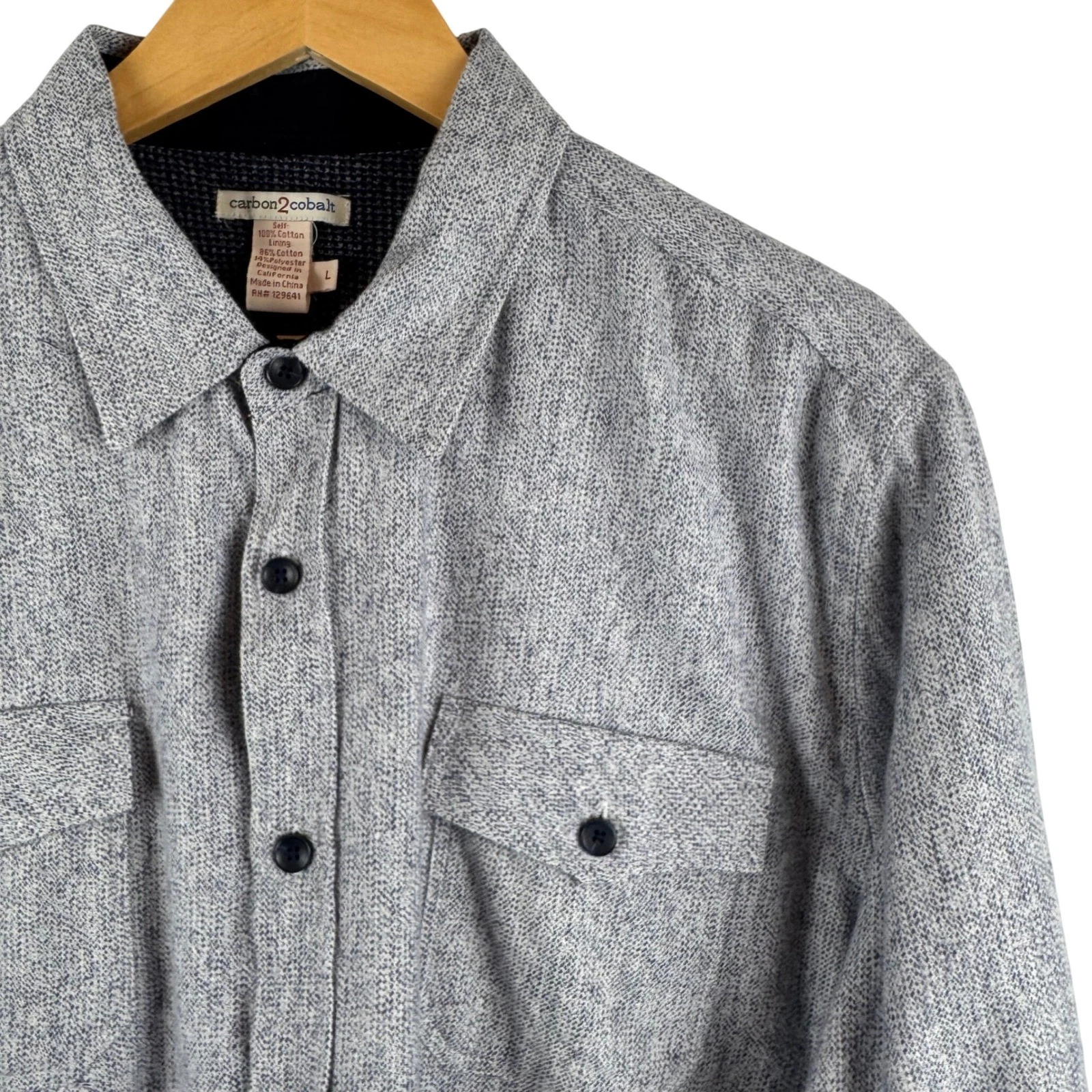 Carbon2cobalt Shacket Mens Large Gray Flannel Thermal Lined Button Up 133390