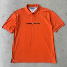 Vintage 90s Y2K Tommy Hilfiger Athletics Orange Polo Shirt Size Large / XL USA