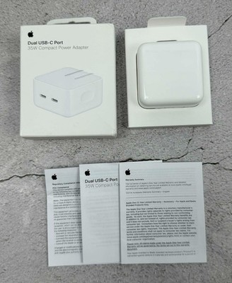 Genuine Apple Dual USB-C Port 35W Power Adapter White MW2H3AM/A Original