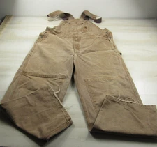 Carhartt Overalls Men 44x30 Brown Duck Bib Canvas Workwear Outdoor
