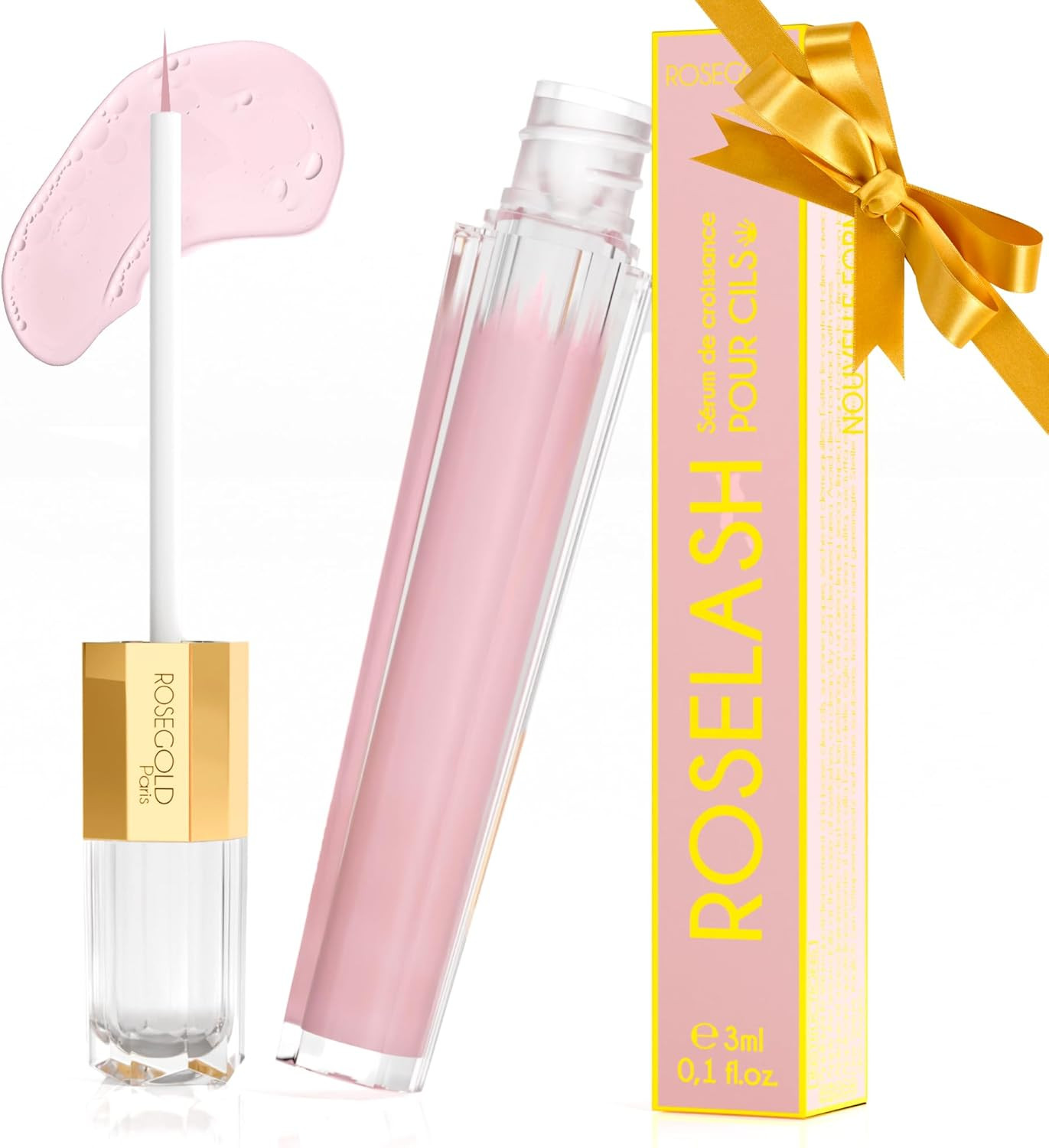 ROSELASH Siero Naturale per La Crescita Delle Ciglia Di ROSEGOLD, Siero Ciglia +