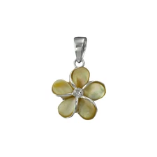 Plumeria Petal Glow Pendant 925 Silver Mother of Pearl Charm | Free Shipping