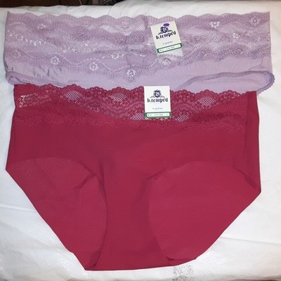 B' Tempted by Wacoal Large Hipster Bundle of 2 pair NWT Red and Lavender