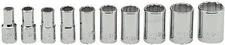 209 - 1/4Inch Drive 10 PCS Set- 12 Point Standard Sockets, 3/16Inch - 9/16Inch