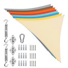 Waterproof Triangle Sun Shade Sail Canopy Fabric Outdoor With 6" Hardware Kit