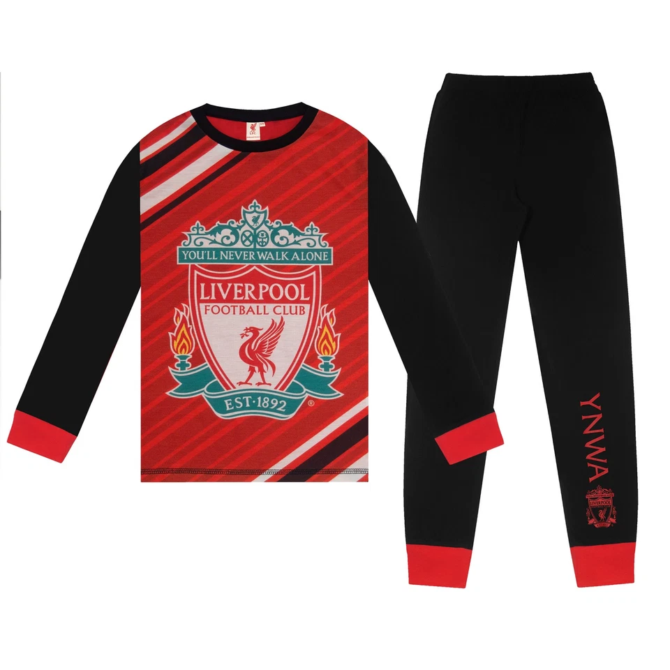 Liverpool FC Jungen Schlafanzug lang Sublimation Kinder OFFIZIELLES Fußball Geschenk
