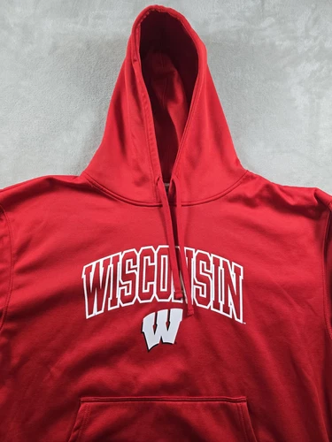 VETEMENTS Felpa con cappuccio uomo Wisconsin Badgers Pro Edge XL rossa manica lunga
