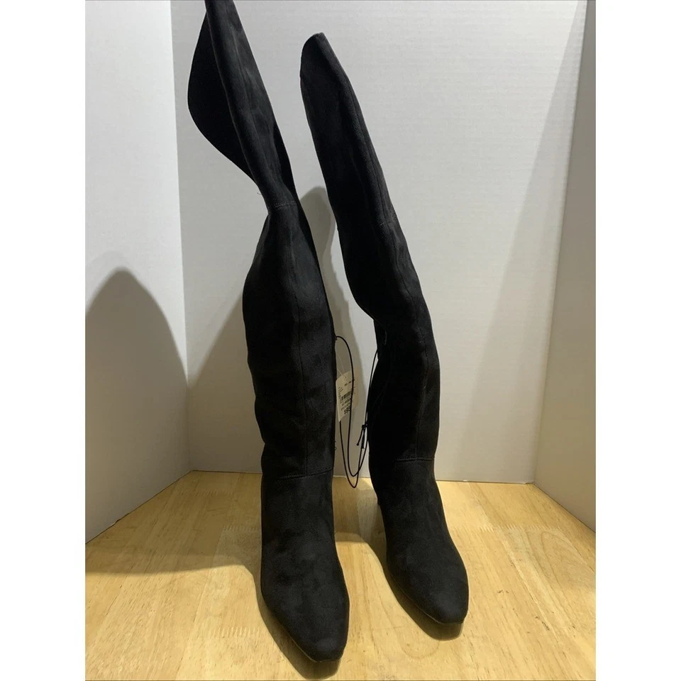 Botas Worthington para mujer Valto imitación gamuza negras tacón alto por encima de la rodilla talla 6,5 Foto 2 de 4