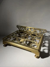 Vintage Ornate Brass Book Music Stand Holder Retractable Adjustable Folding