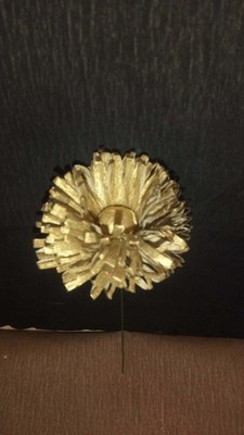 25 x  Krepprosen Krepp Papier Blumen mit Floristen Draht, 7 cm GOLD, ELIT ETNO