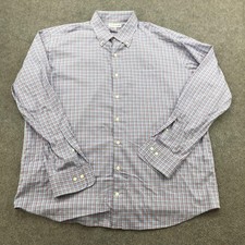 Peter Millar Shirt Mens XL Blue Check Long Sleeve Button Front Casual Pocket